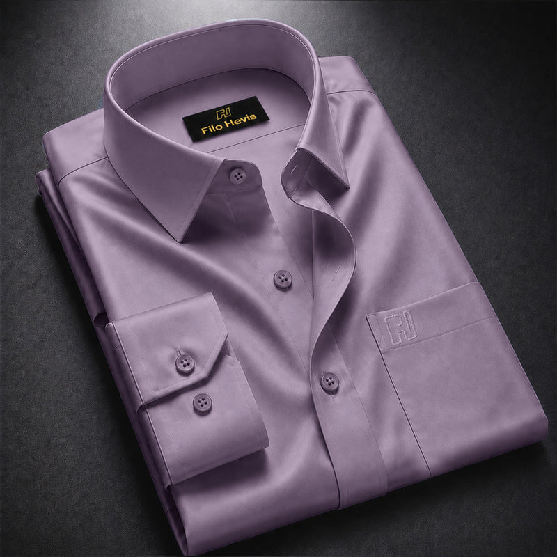 Cotton Satin Formal Shirt for Men - Regular Fit Full Sleeve | Light Onion
