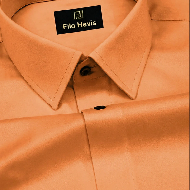 Platinum Cotton Satin Formal Shirt for Men - with Pocket | Orange