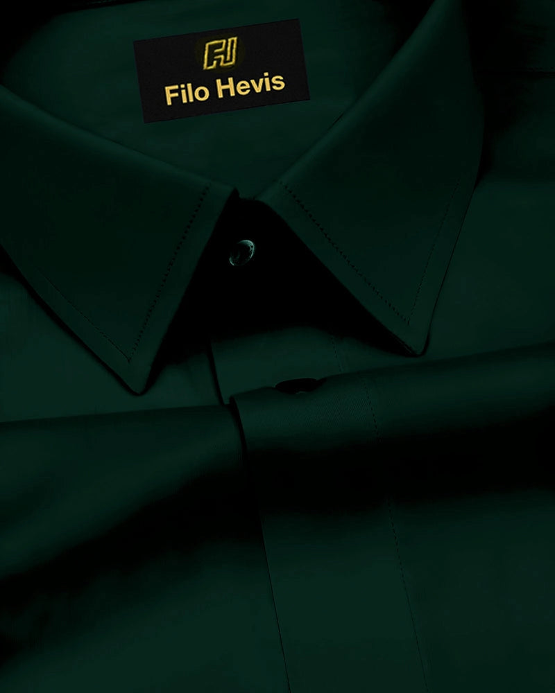 Platinum Cotton Satin Formal Shirt for Men - with Pocket | Teal Green