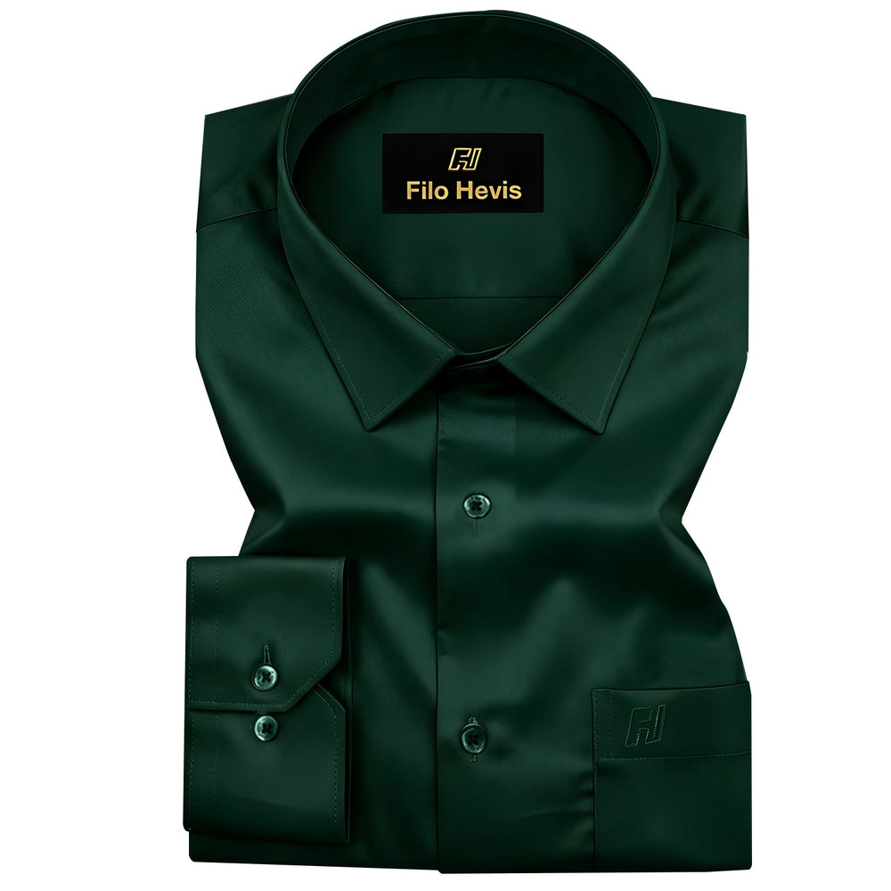 Platinum Cotton Satin Formal Shirt for Men - with Pocket | Teal Green