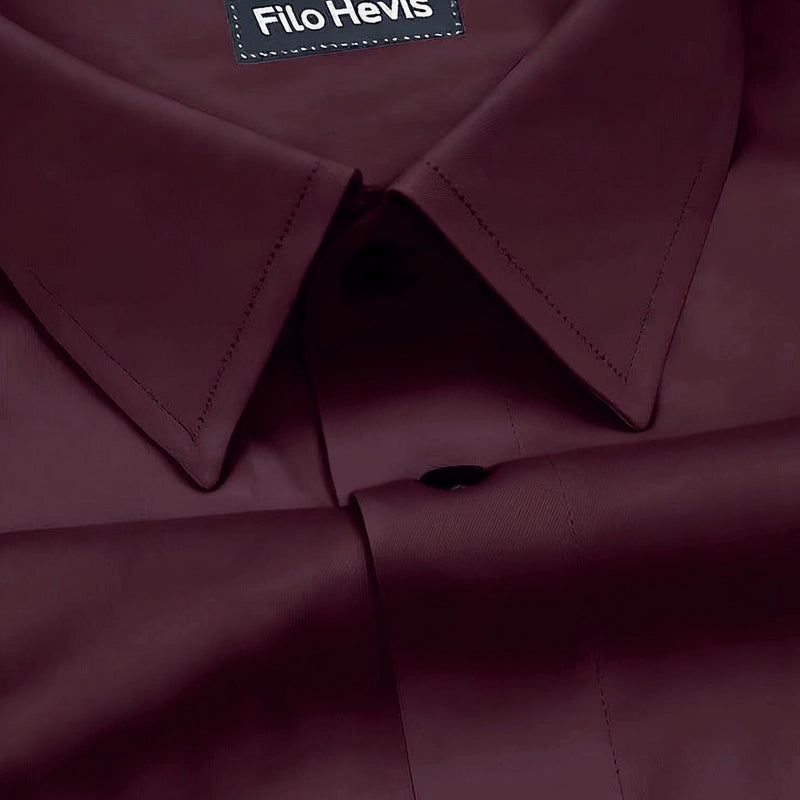 Platinum Cotton Satin Formal Shirt for Men - with Pocket | Wine