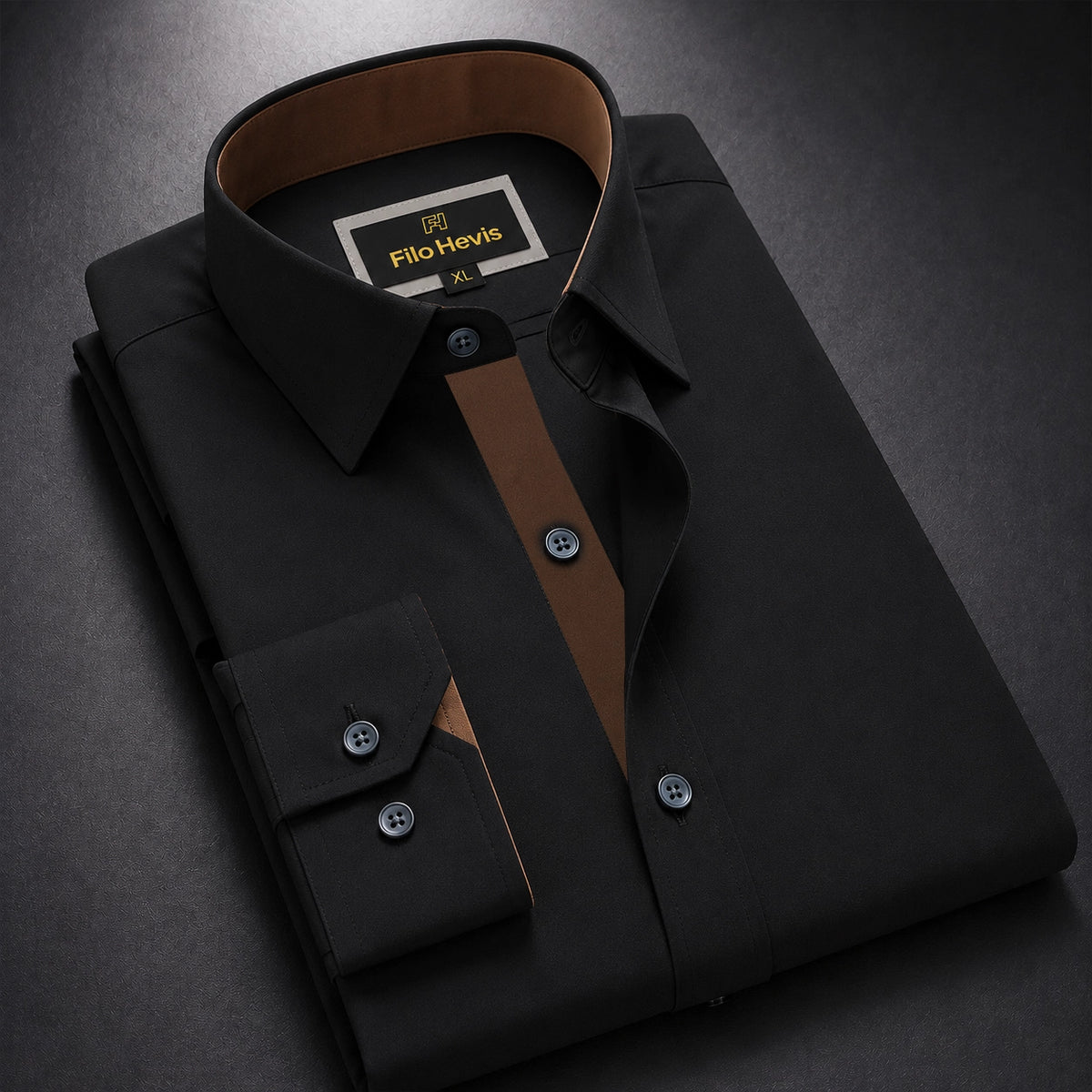 Formal Shirt for Men with Contrast Collar & Cuff | Black