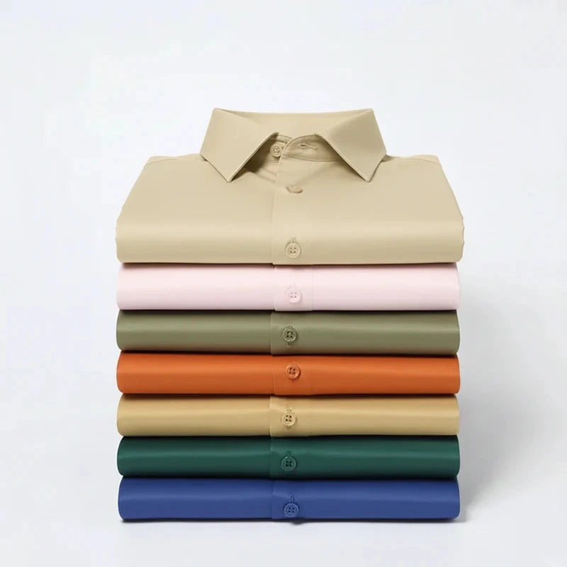 Anti Wrinkle Satin Lycra Formal Shirt (Imported Fabric)| Beige