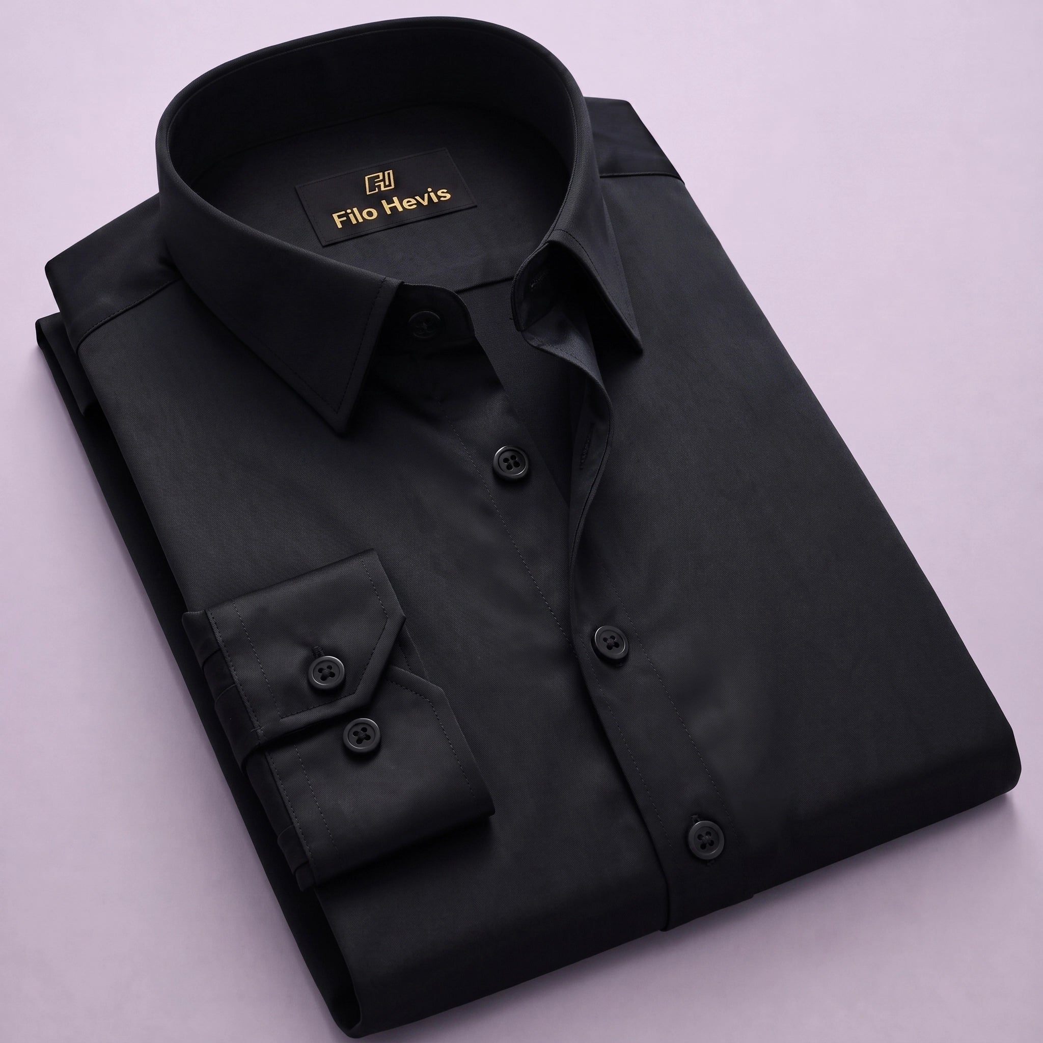 Anti Wrinkle Satin Lycra Formal Shirt (Imported Fabric)| Black