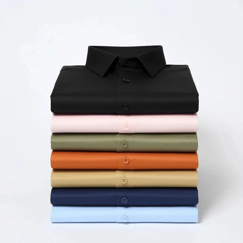 Anti Wrinkle Satin Lycra Formal Shirt (Imported Fabric)| Black