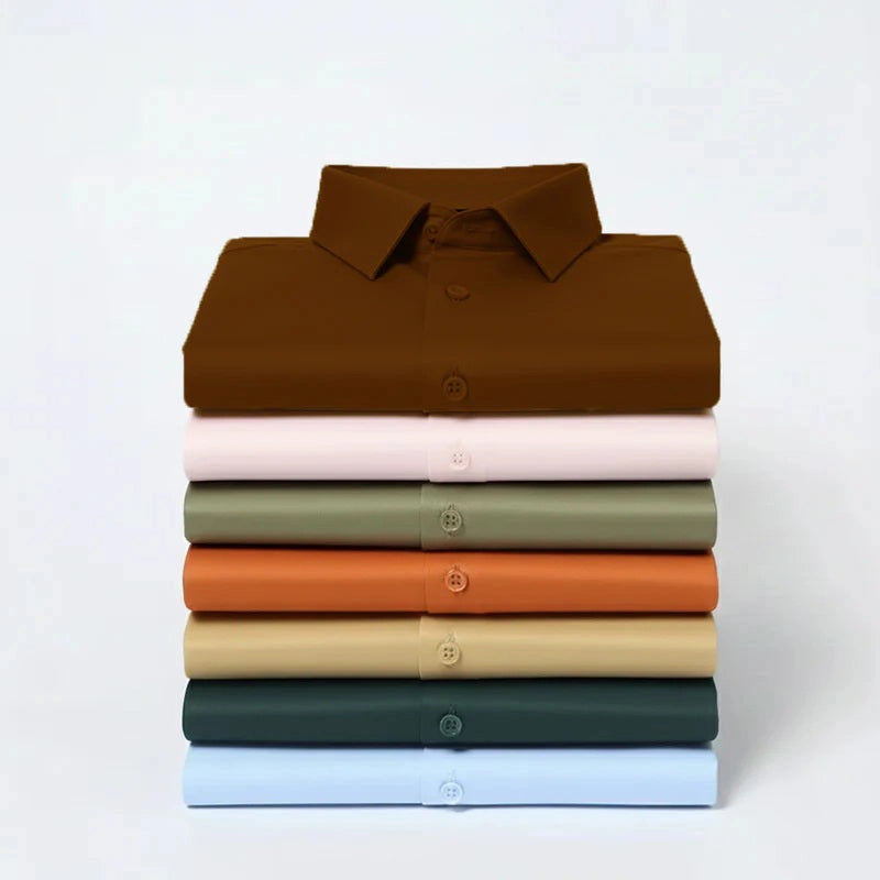 Anti Wrinkle Satin Lycra Formal Shirt (Imported Fabric)| Brown