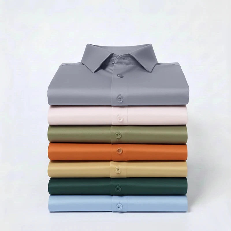 Anti Wrinkle Satin Lycra Formal Shirt (Imported Fabric)| Light Grey