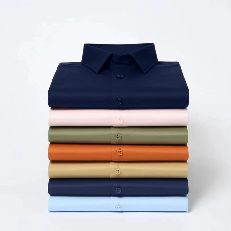 Anti Wrinkle Satin Lycra Formal Shirt (Imported Fabric)| Navy Blue