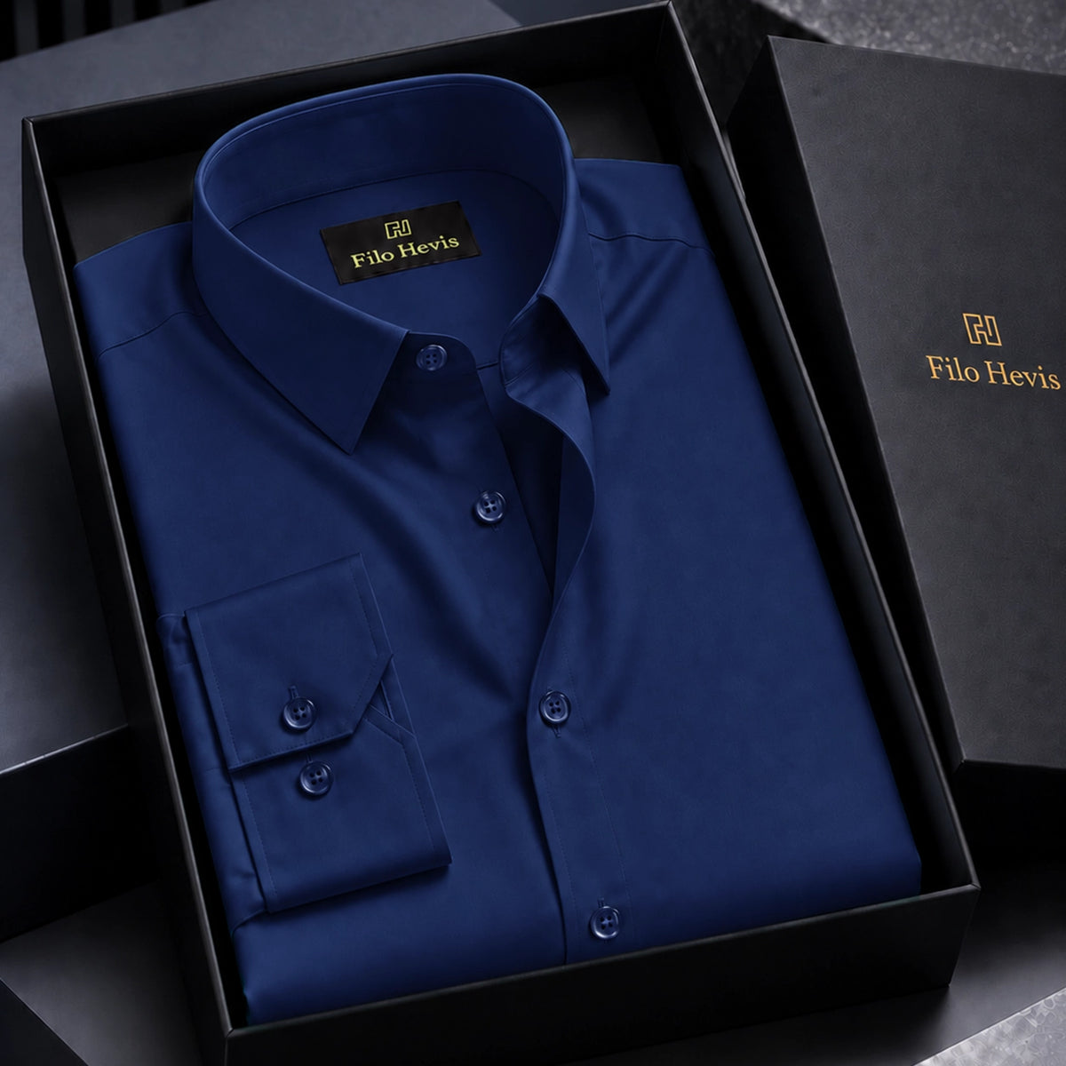 Anti Wrinkle Satin Lycra Formal Shirt (Imported Fabric)| Navy Blue