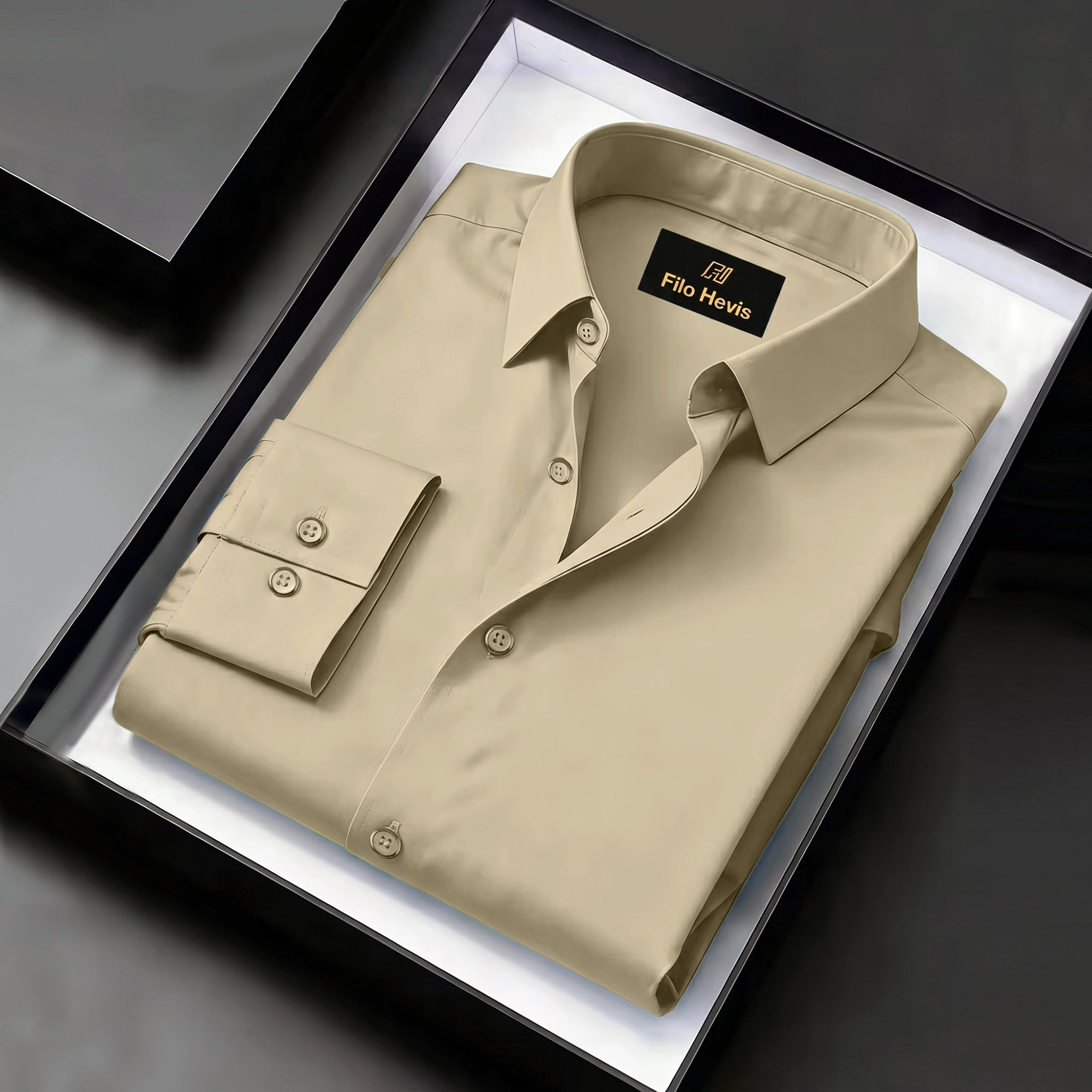 Anti Wrinkle Satin Lycra Formal Shirt (Imported Fabric)| Beige