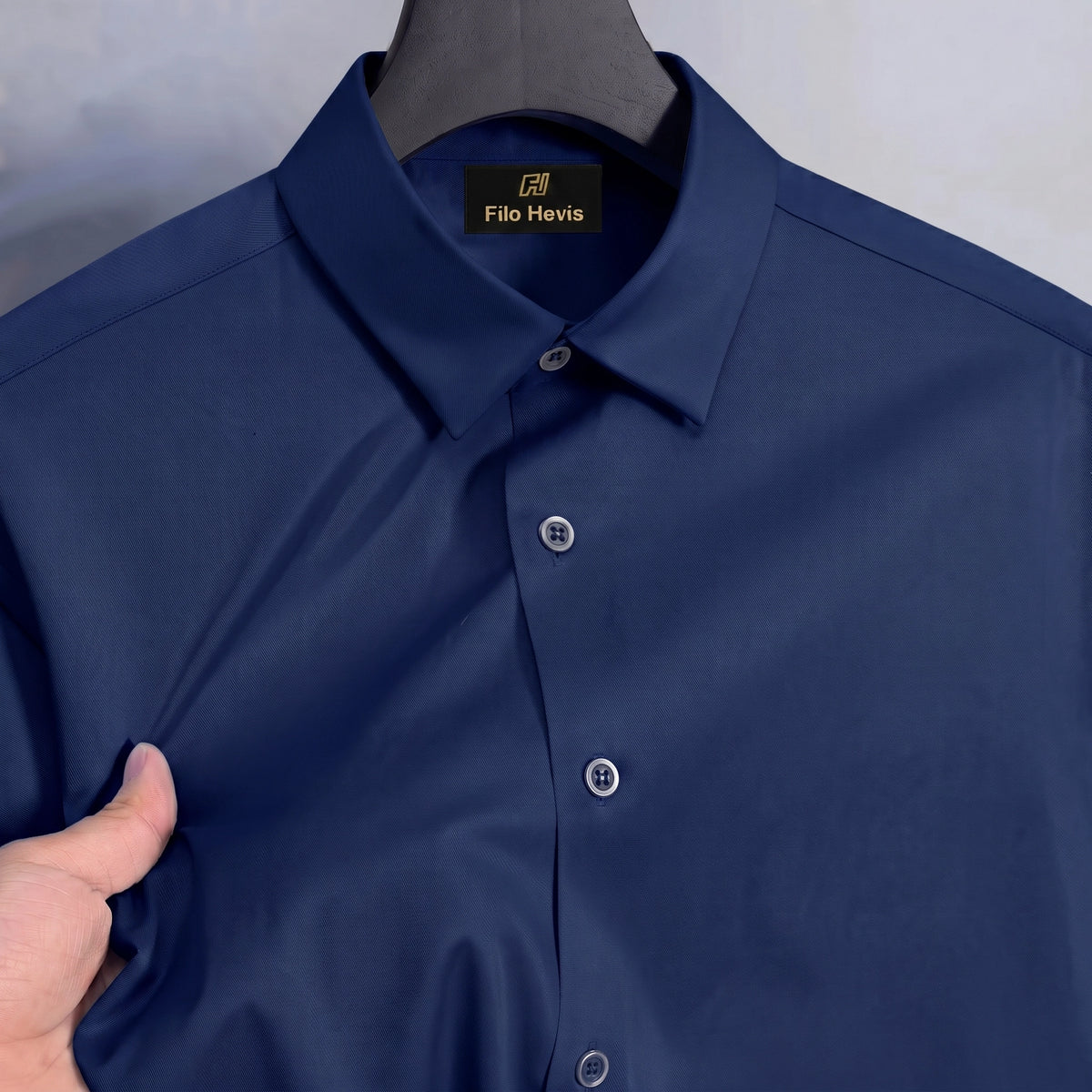 Anti Wrinkle Satin Lycra Formal Shirt (Imported Fabric)| Navy Blue