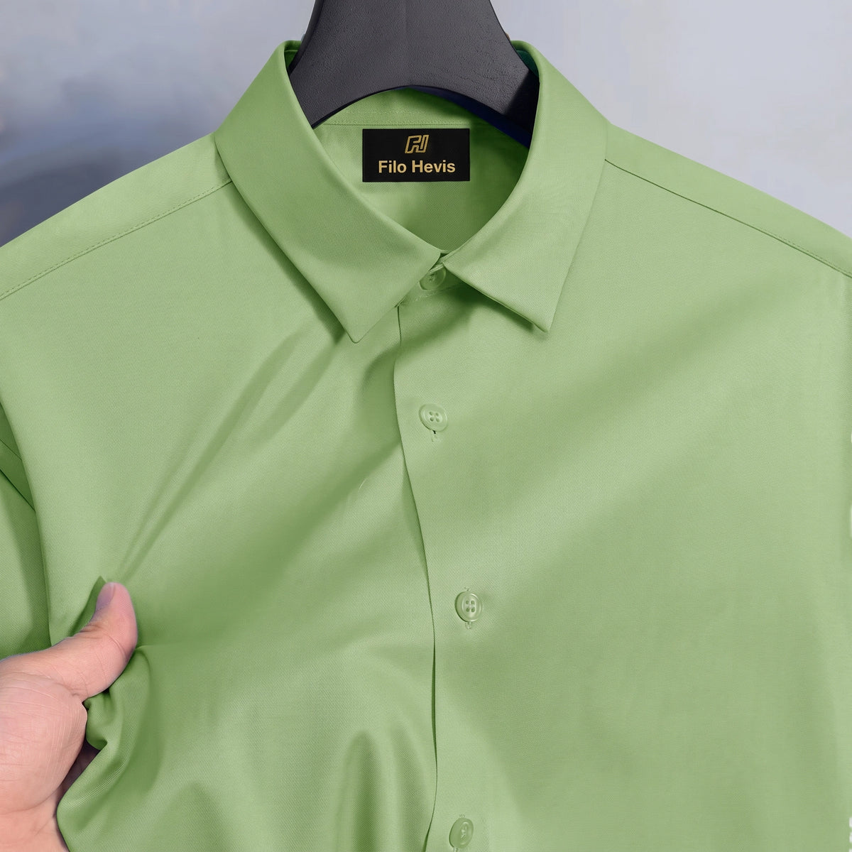 Choose options Anti Wrinkle Satin Lycra Formal Shirt (Imported Fabric)| Pista Green