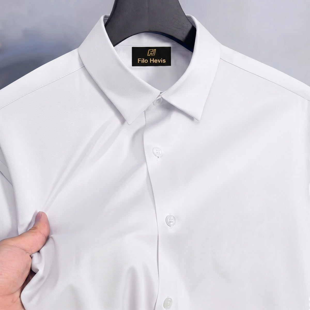 Anti Wrinkle Satin Lycra Formal Shirt (Imported Fabric)| White (With White Button)