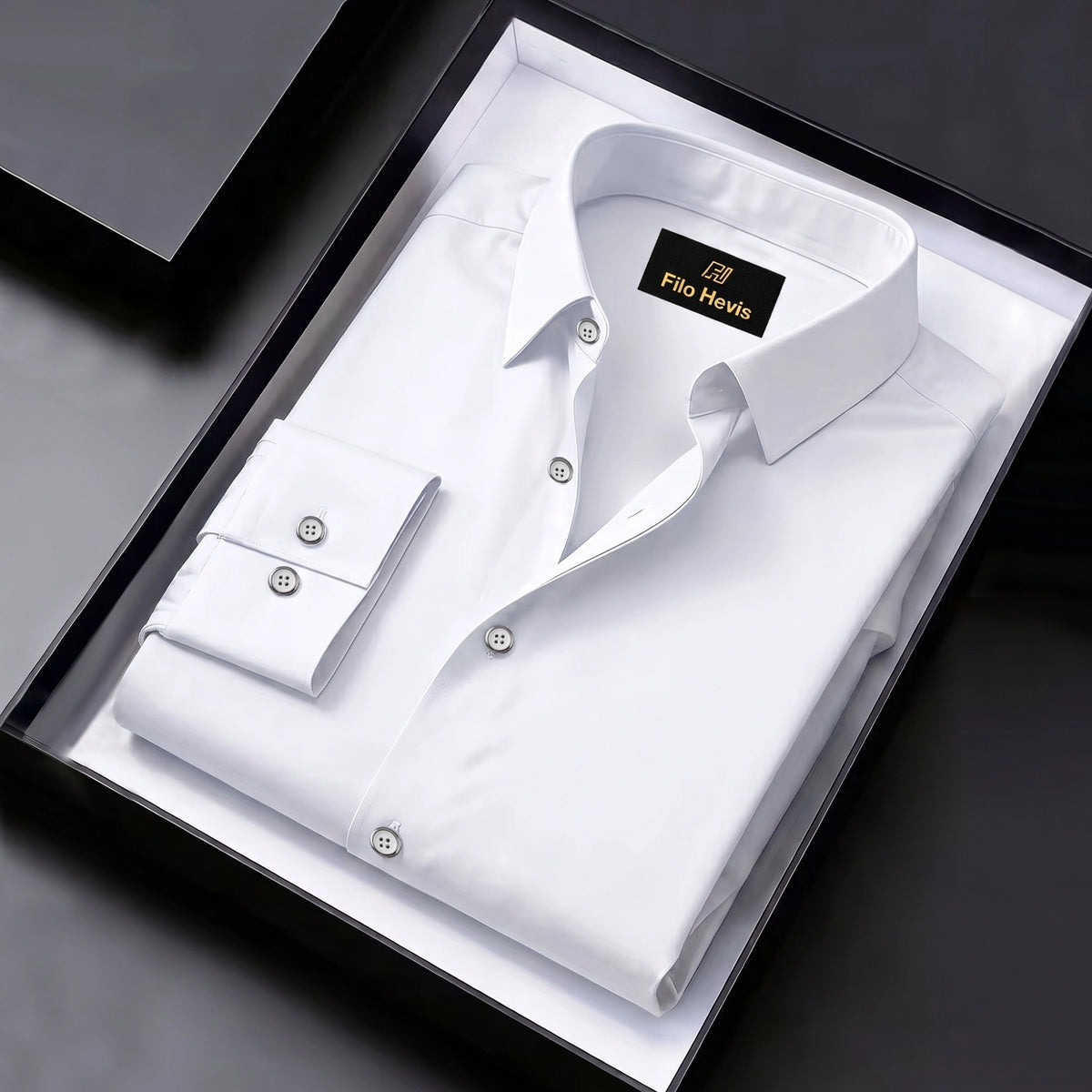 Anti Wrinkle Satin Lycra Formal Shirt (Imported Fabric)| White (With White Button)