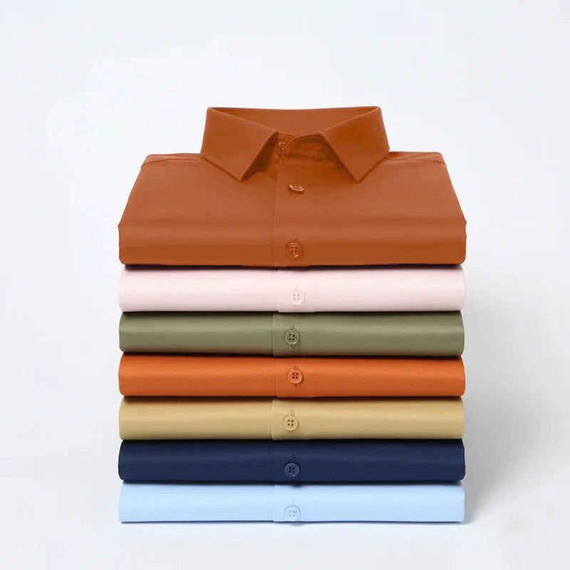 Anti Wrinkle Satin Lycra Formal Shirt (Imported Fabric)| Orange