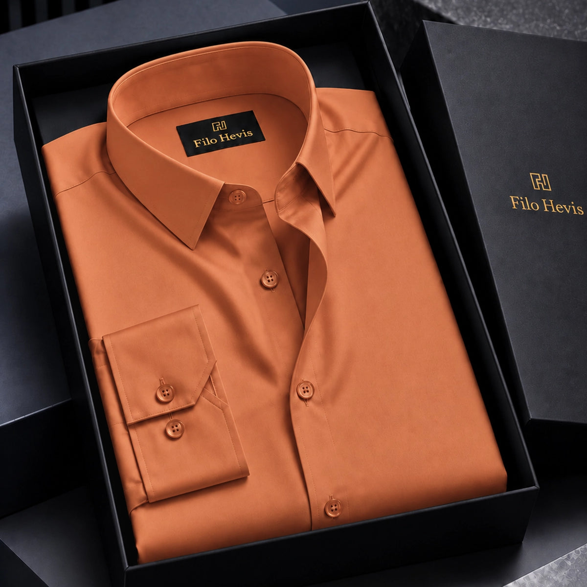 Anti Wrinkle Satin Lycra Formal Shirt (Imported Fabric)| Orange