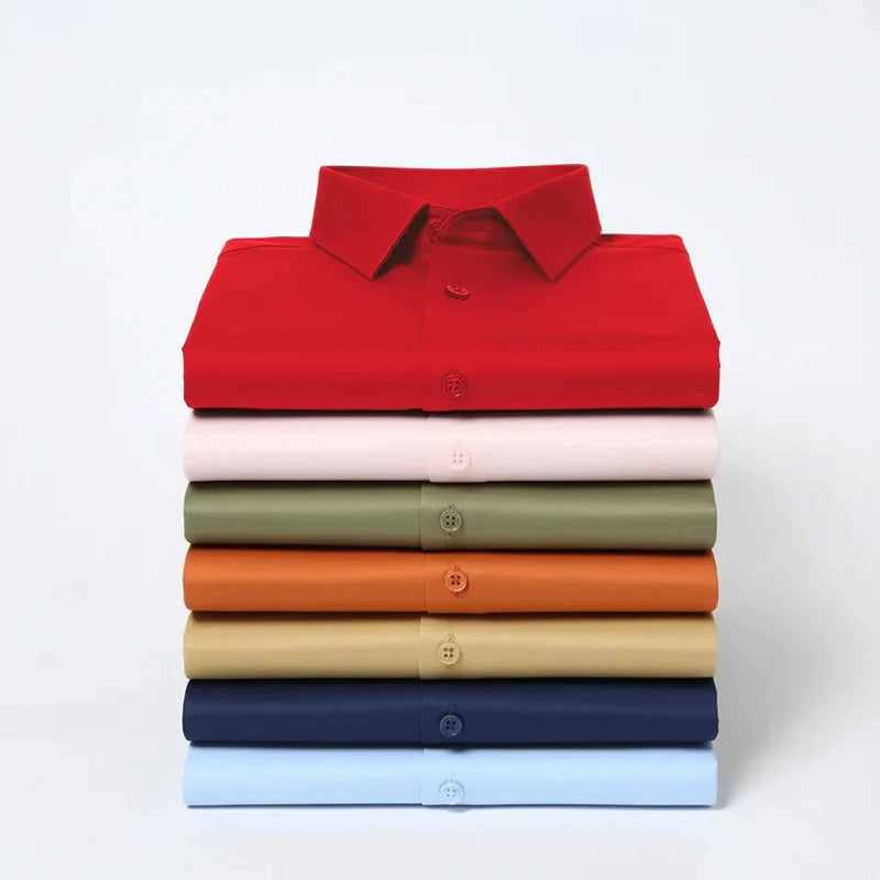 Anti Wrinkle Satin Lycra Formal Shirt (Imported Fabric)| Red