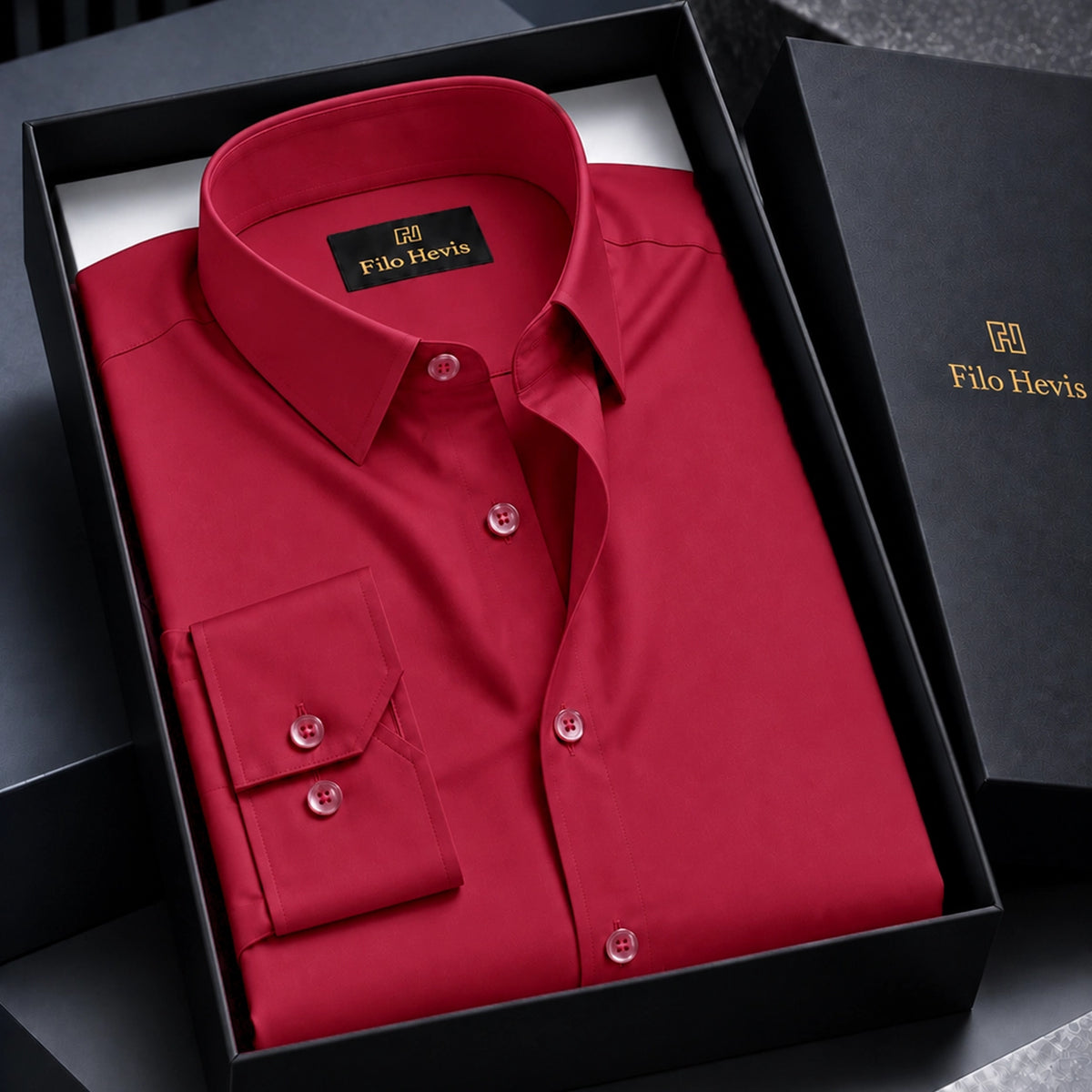 Anti Wrinkle Satin Lycra Formal Shirt (Imported Fabric)| Red
