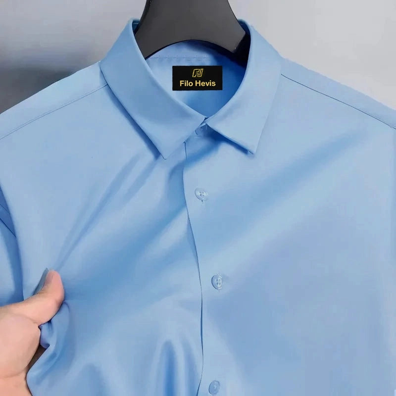 Anti Wrinkle Satin Lycra Formal Shirt (Imported Fabric)| Sky Blue