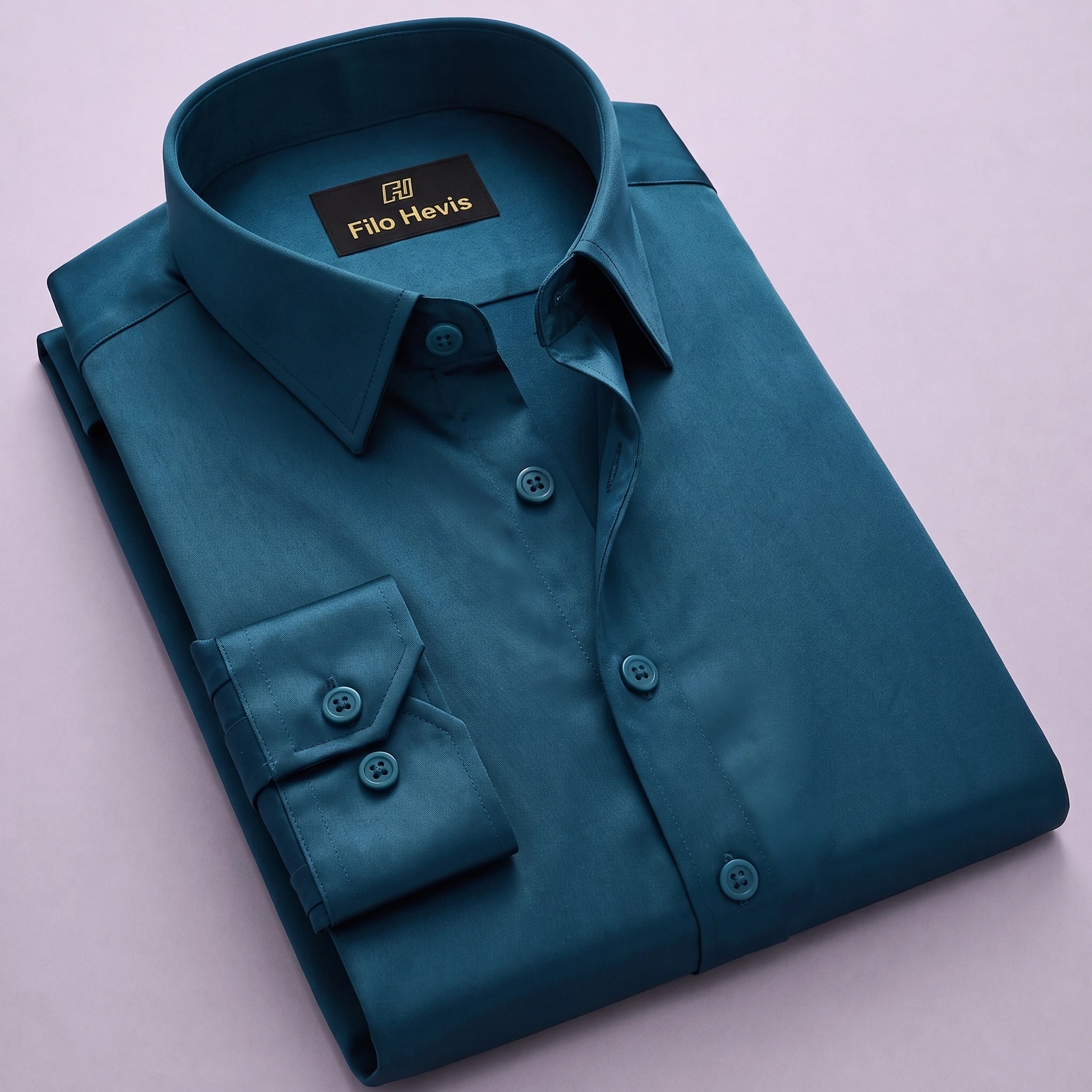 Anti Wrinkle Satin Lycra Formal Shirt (Imported Fabric)| Teal Blue