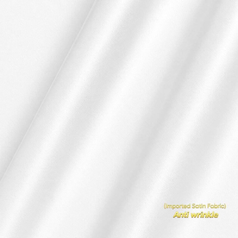 Anti Wrinkle Satin Lycra Formal Shirt (Imported Fabric)| White (With White Button)