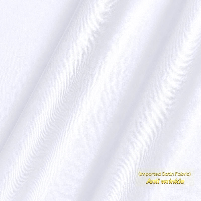 Anti Wrinkle Satin Lycra Formal Shirt (Imported Fabric)| White Shirt (With Black Buttons)