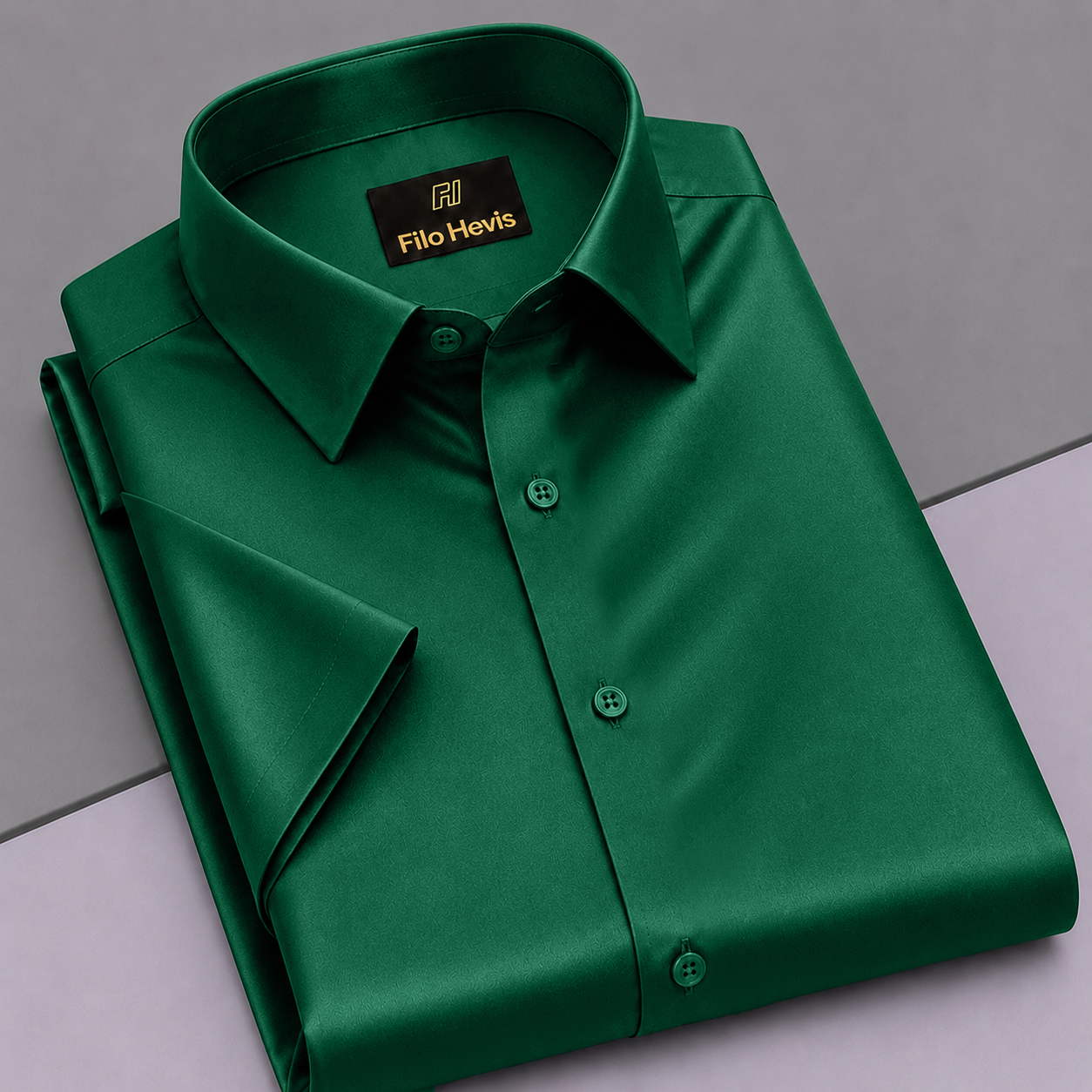 Men’s Satin Half Sleeve Formal Shirt – Premium Soft & Shiny Finish-Bottle Green
