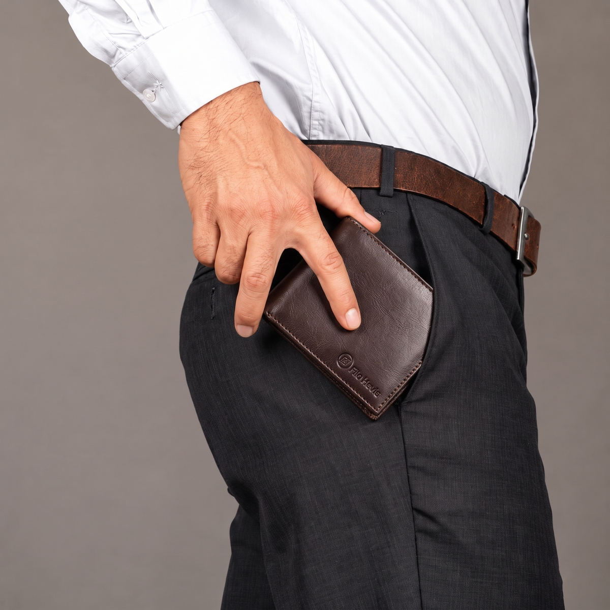 Brown Leather Bifold Wallet for Men