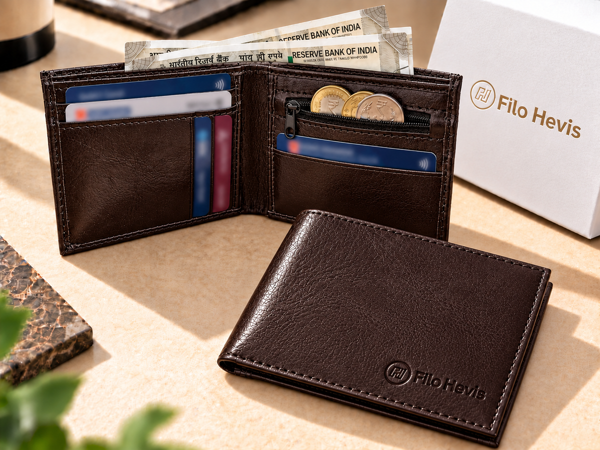 Brown Leather Bifold Wallet for Men
