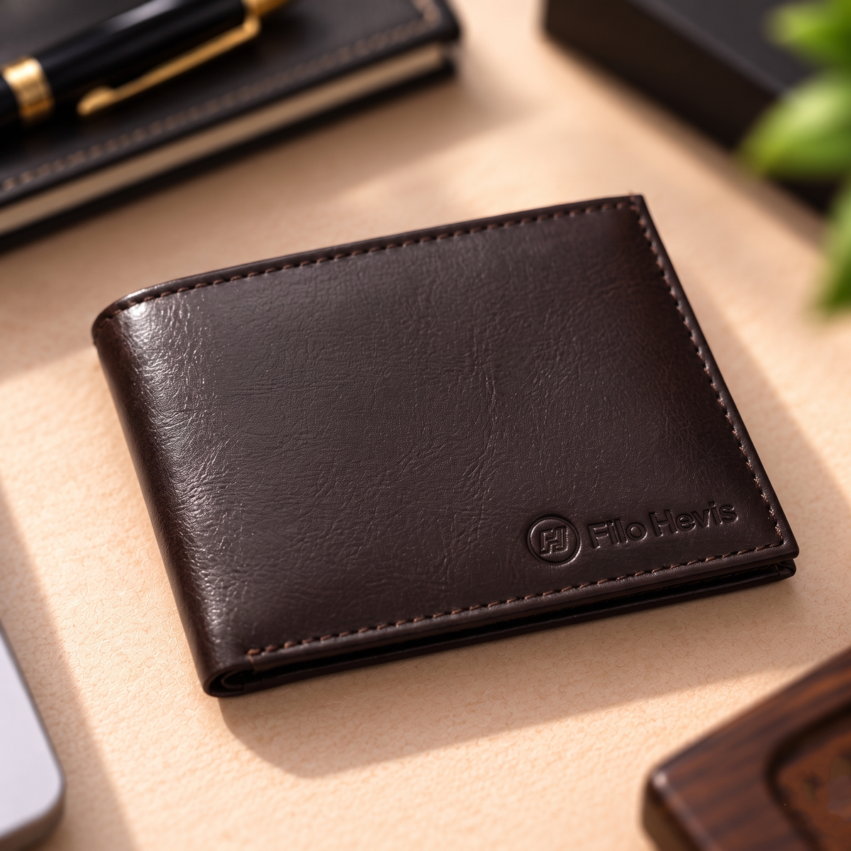 Brown Leather Bifold Wallet for Men