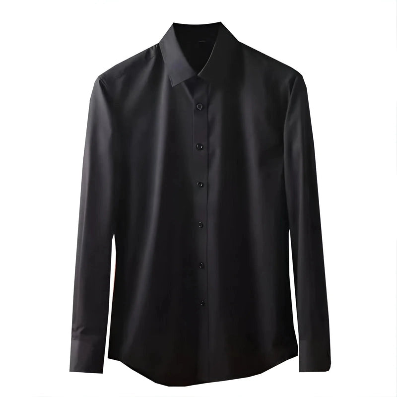 Cotton Satin Formal Shirt for Men - Regular Fit Full Sleeve | Black