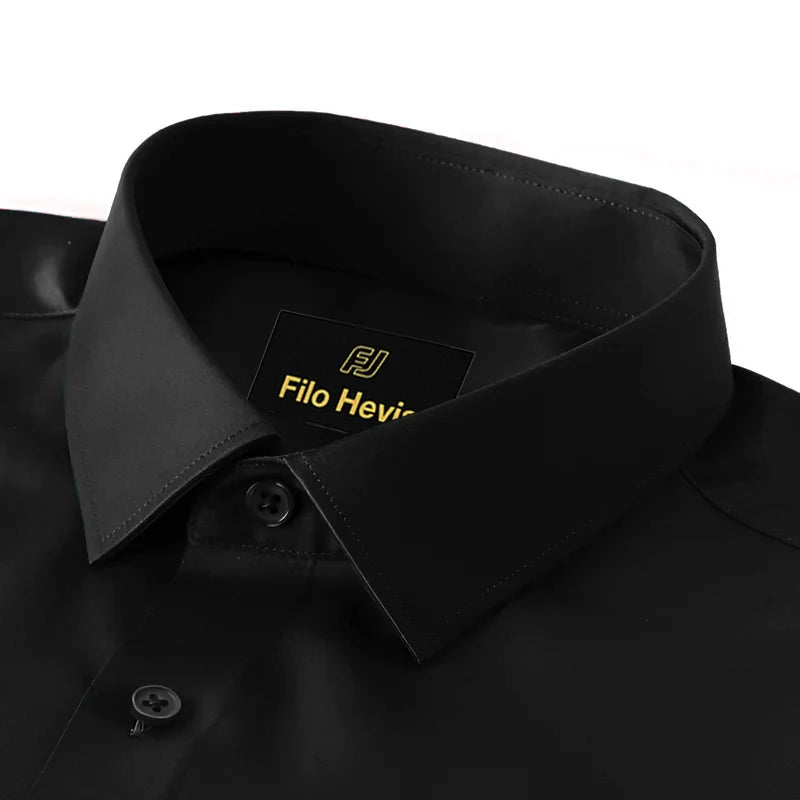 Cotton Satin Formal Shirt for Men - Regular Fit Full Sleeve | Black