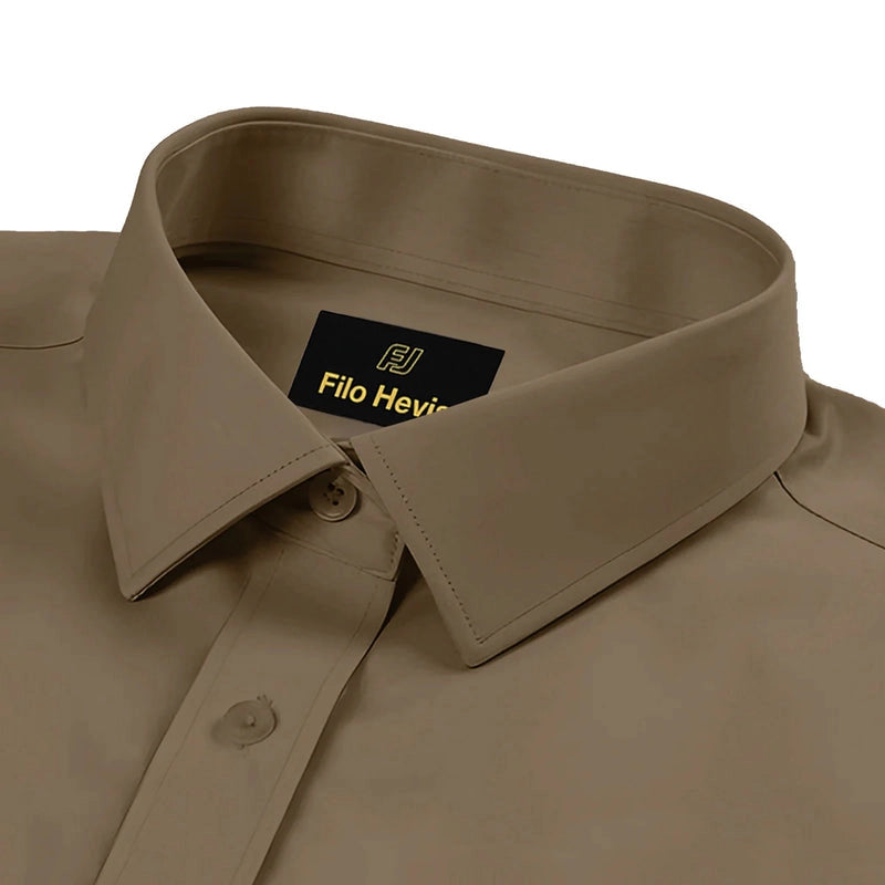 Cotton Satin Formal Shirt for Men - Regular Fit Full Sleeve | BROWN