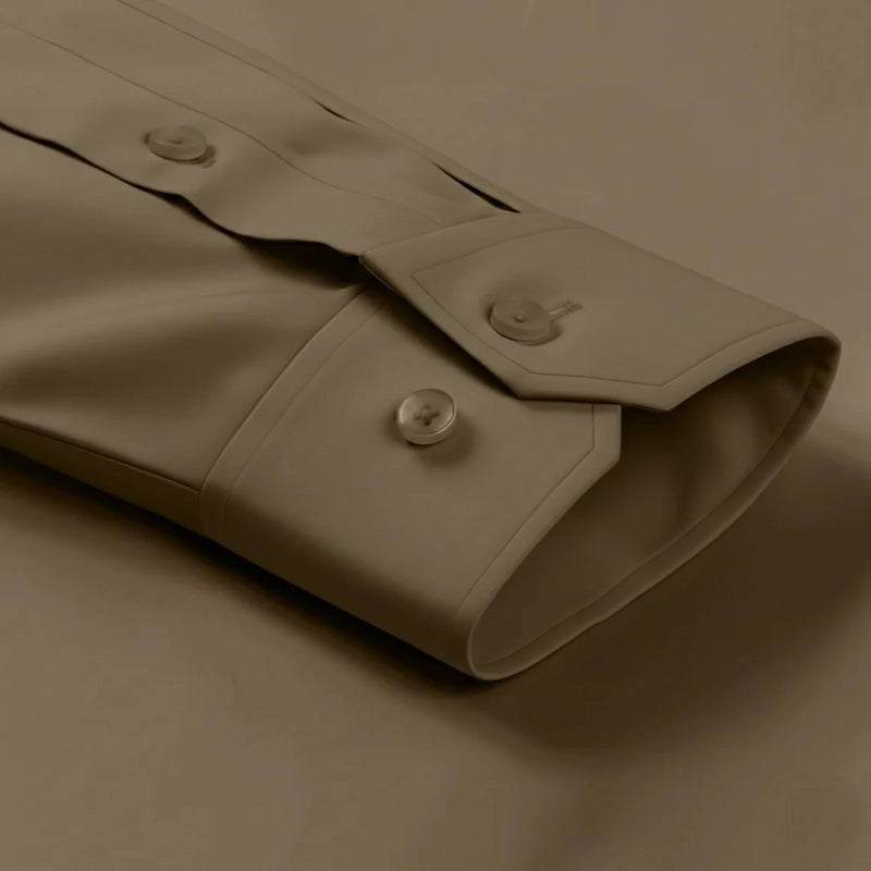 Cotton Satin Formal Shirt for Men - Regular Fit Full Sleeve | BROWN