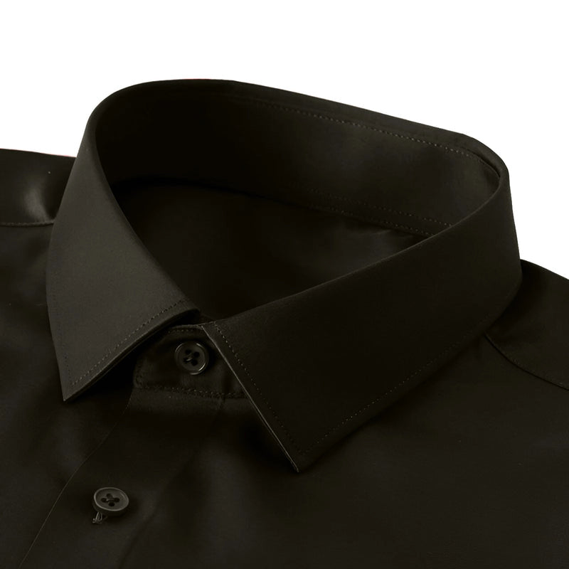 Cotton Satin Formal Shirt for Men - Regular Fit Full Sleeve | Dark Olive