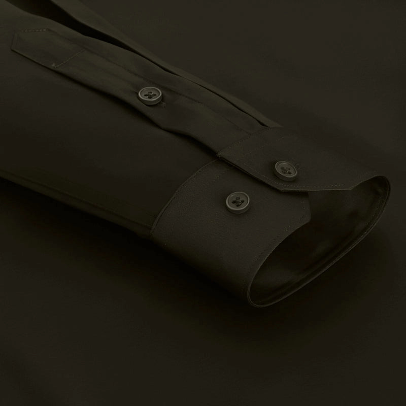 Cotton Satin Formal Shirt for Men - Regular Fit Full Sleeve | Dark Olive