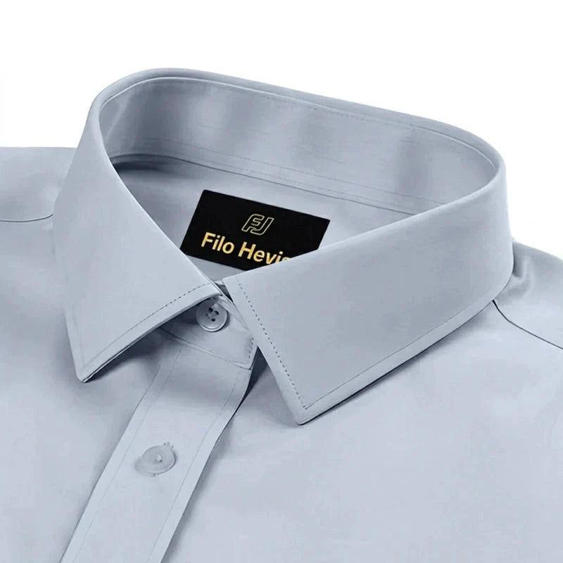 Cotton Satin Formal Shirt for Men - Regular Fit Full Sleeve | LIGHT GREY Filo Hevis