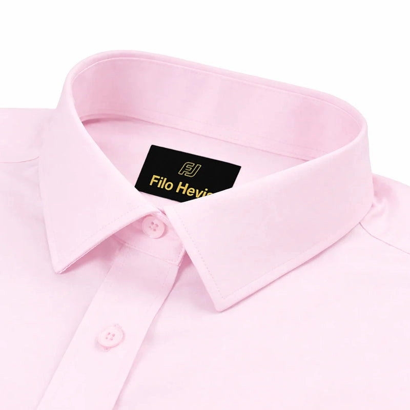 Cotton Satin Formal Shirt for Men - Regular Fit Full Sleeve | LIGHT PINK