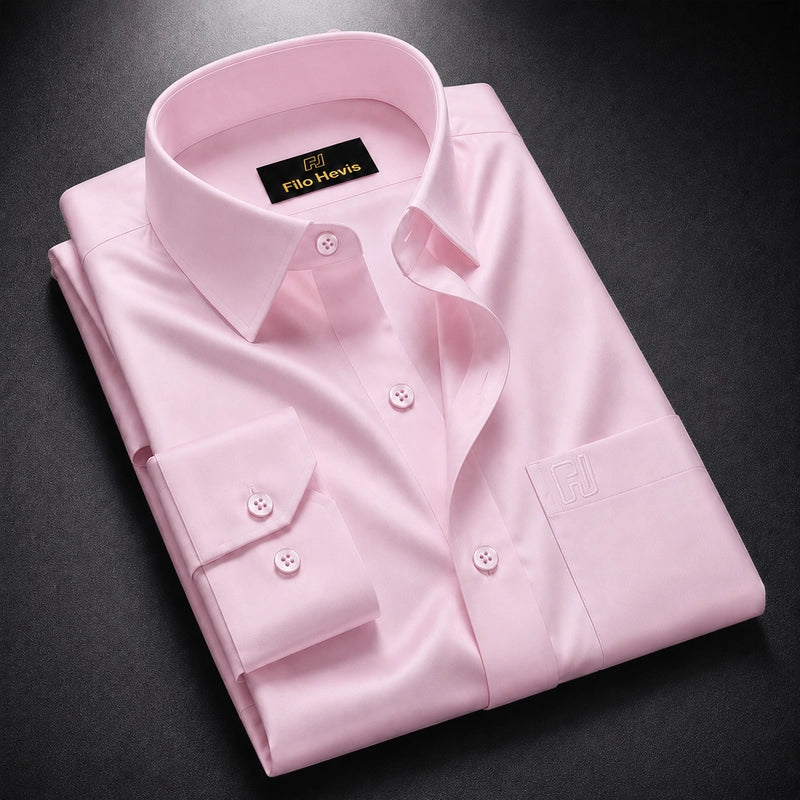 Cotton Satin Formal Shirt for Men - Regular Fit Full Sleeve | LIGHT PINK