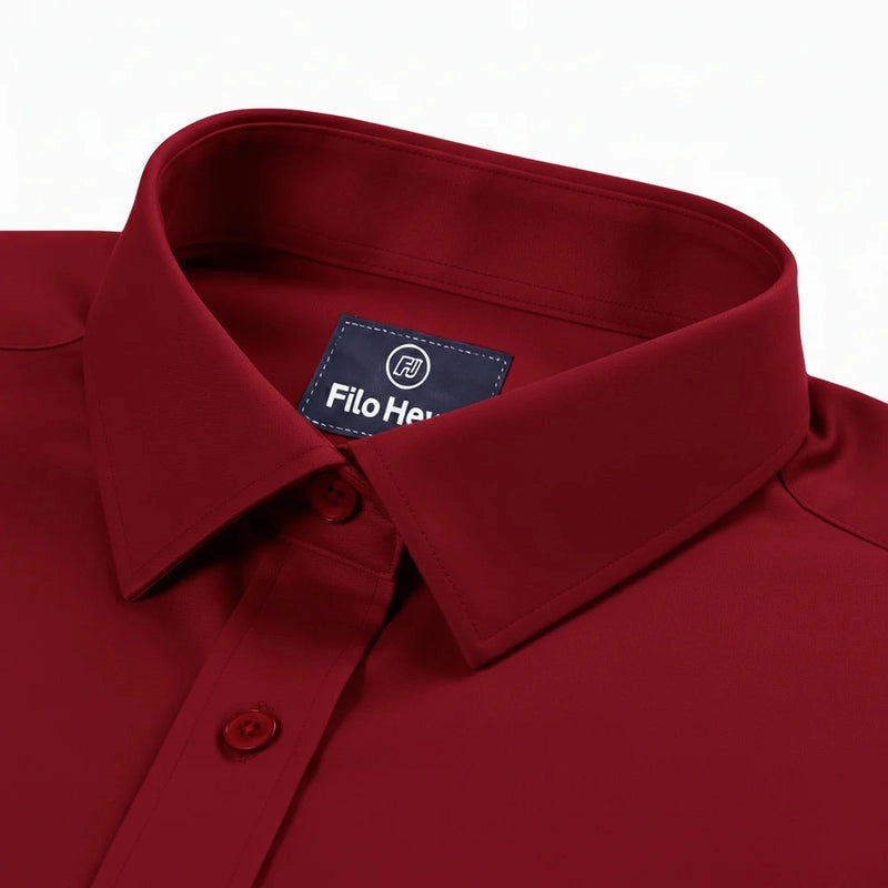 Cotton Satin Formal Shirt for Men - Regular Fit Full Sleeve | Maroon