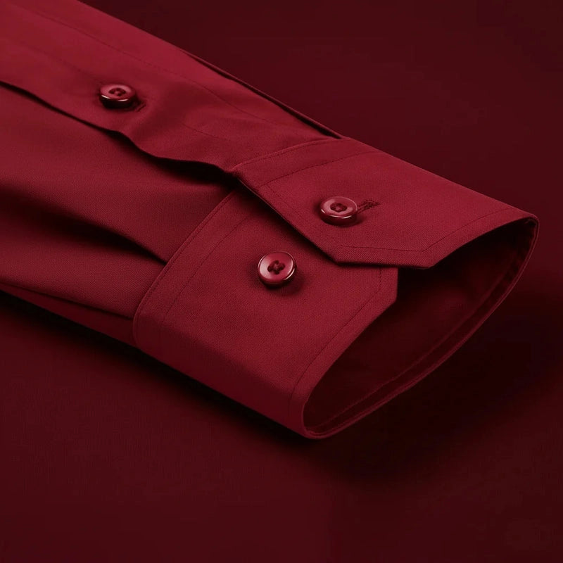 Cotton Satin Formal Shirt for Men - Regular Fit Full Sleeve | Maroon