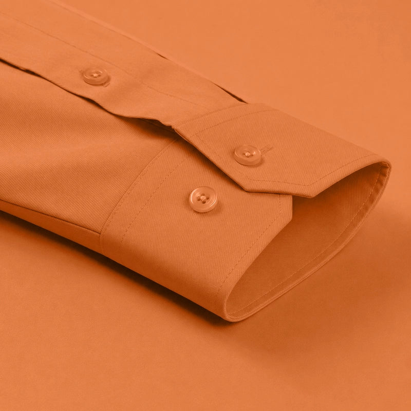 Cotton Satin Formal Shirt for Men - Regular Fit Full Sleeve | Orange