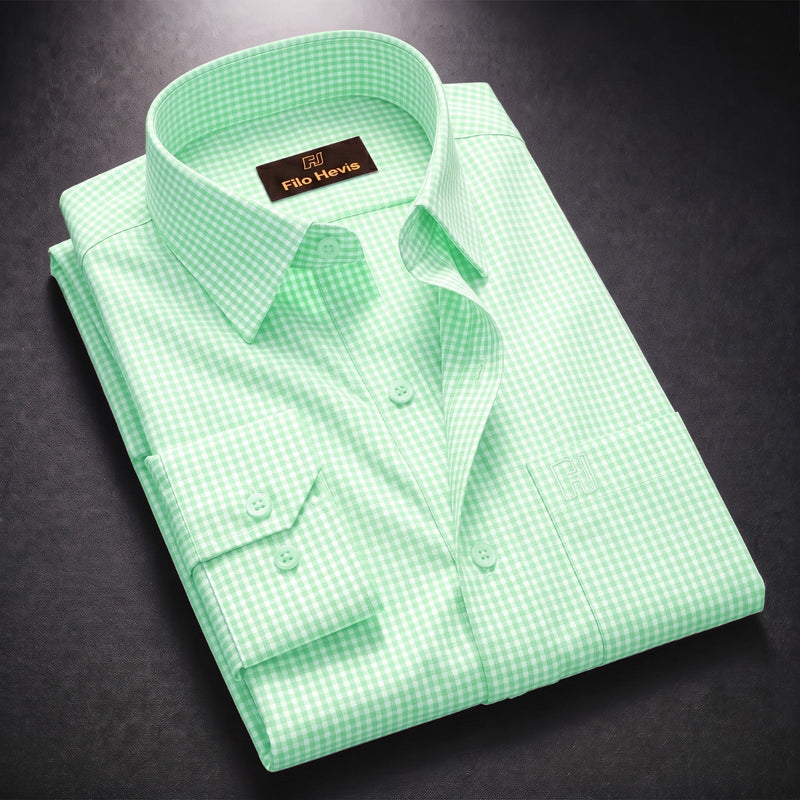 Oxford Cotton Check Shirt for Men |Slim fit | Light Green