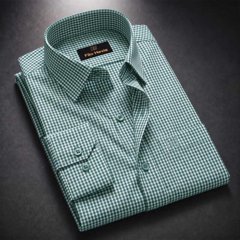 Oxford Cotton Check Shirt for Men |Slim fit | Dark Green