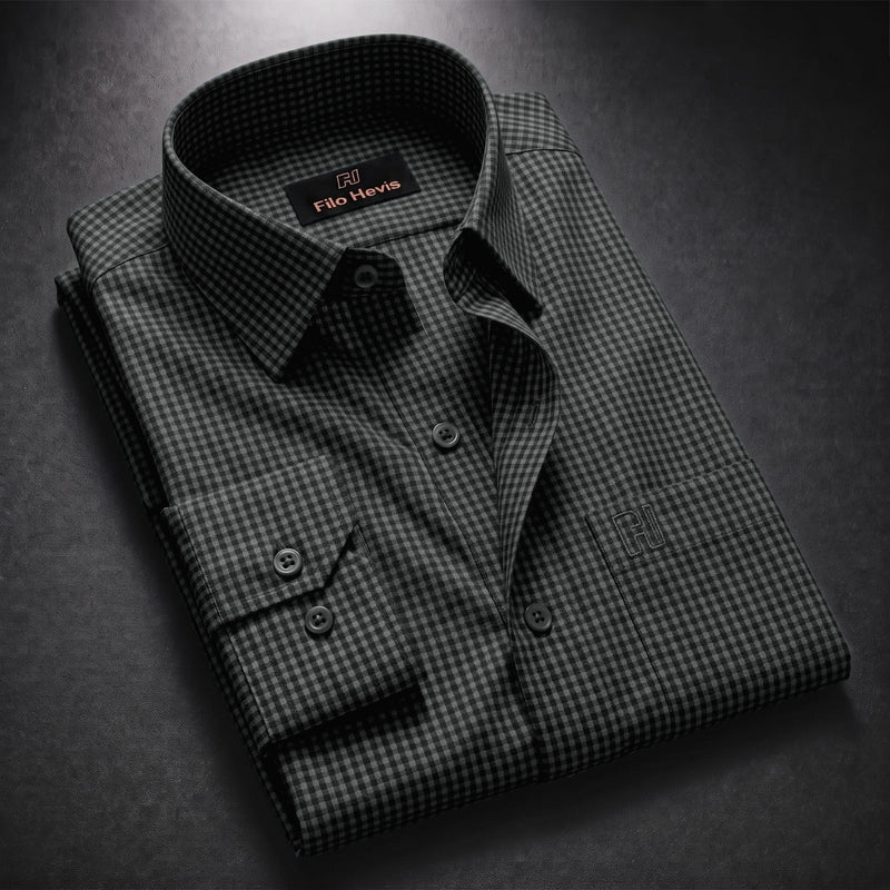 Cotton Check Shirt for Men |Slim fit | Black