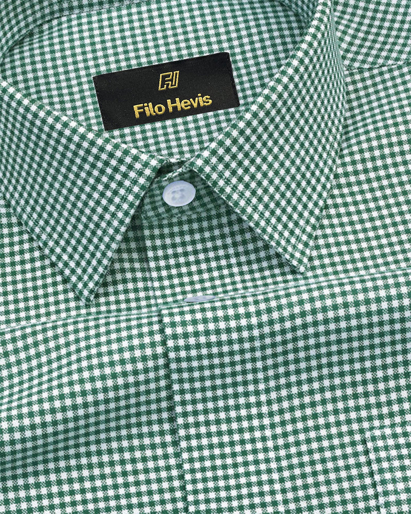Oxford Cotton Check Shirt for Men |Slim fit | Dark Green