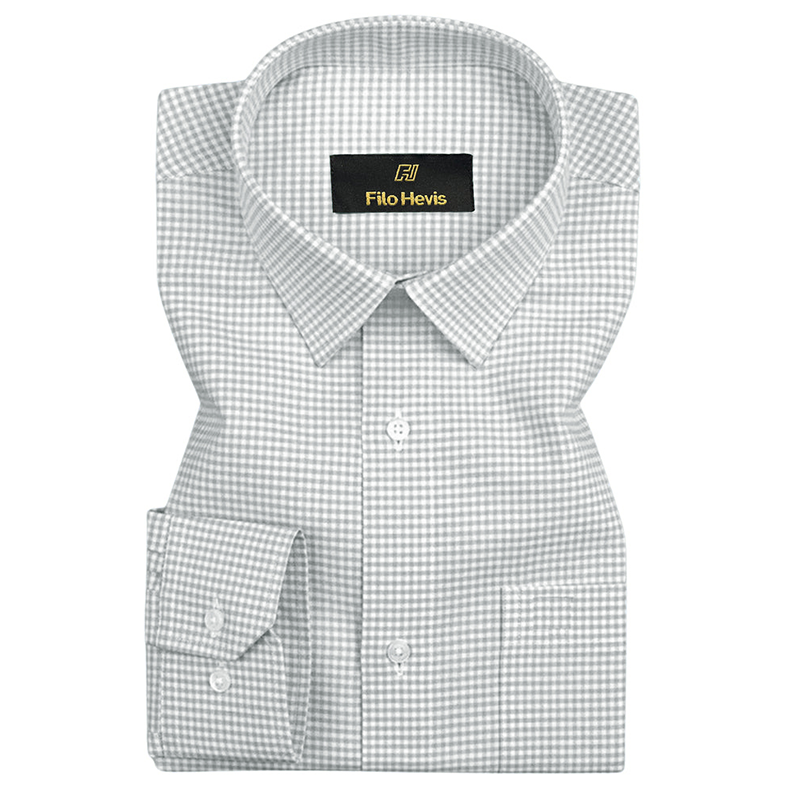 Cotton Check Shirt for Men |Slim fit | Light-Grey
