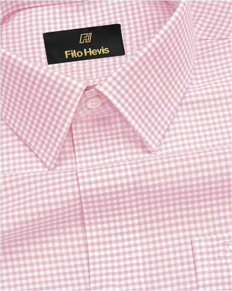 Cotton Check Shirt for Men |Slim fit | Light-Pink