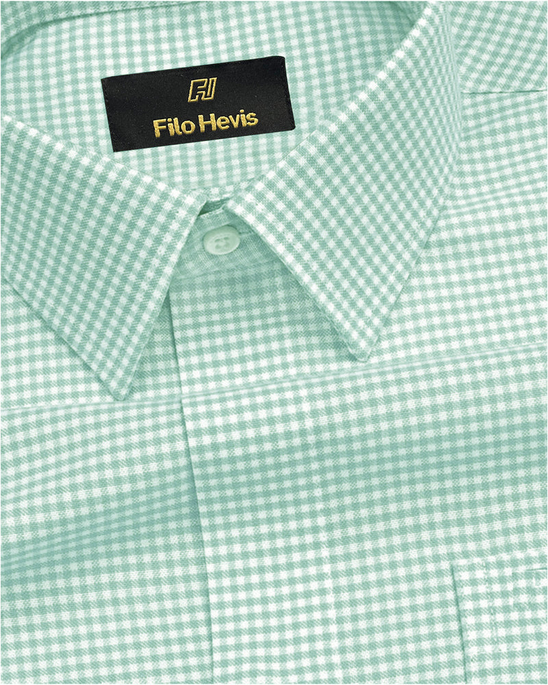 Cotton Check Shirt for Men |Slim fit | Pista-Green