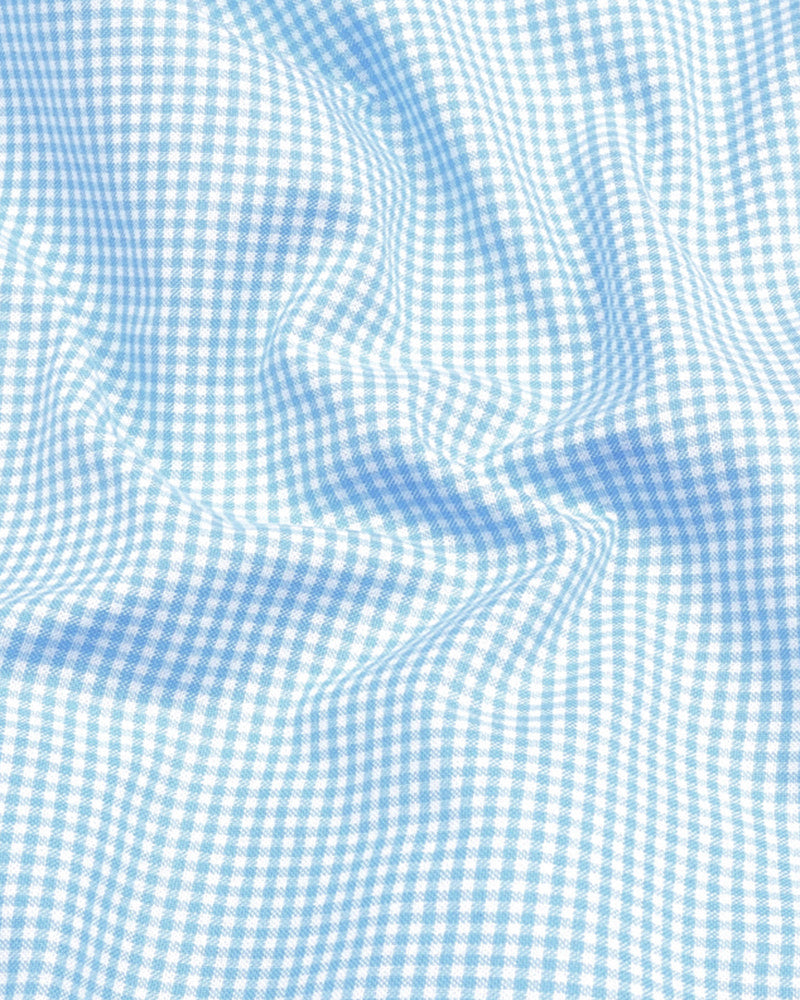 Cotton Check Shirt for Men |Slim fit | Sky